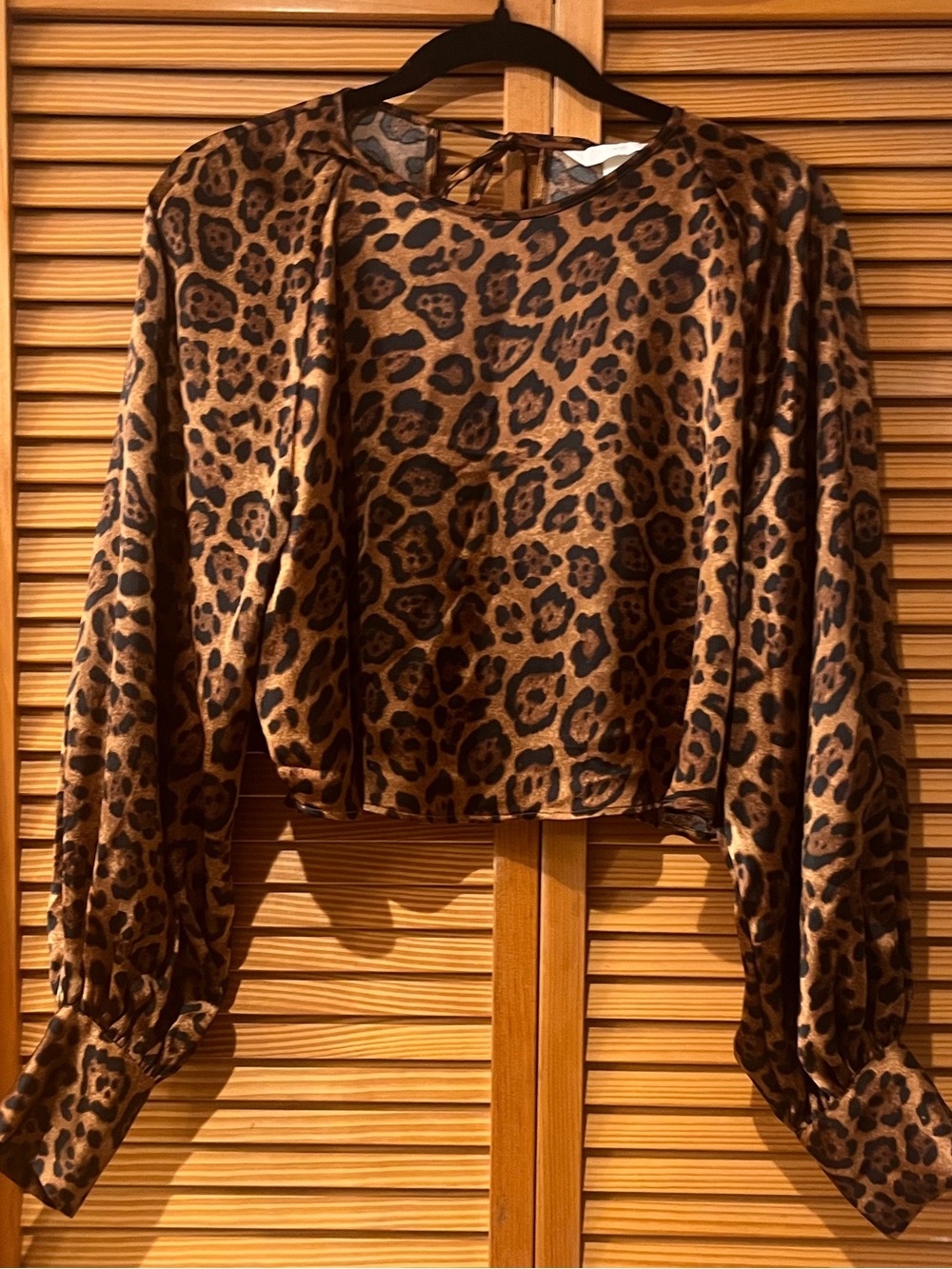 H&M Brown and Black Leopard Cropped Blouse